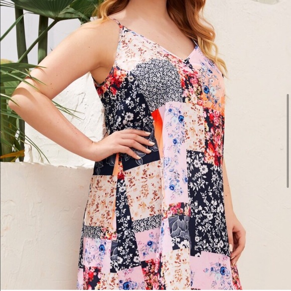 Shein Patchwork Print Floral Dress Size 3XL - Picture 4 of 6